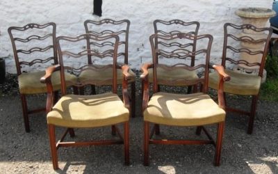 Set 6 Victorian Mahogany ladder back chairs