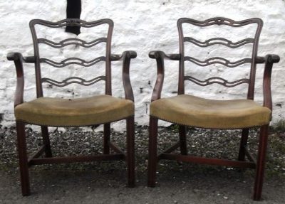 Set 6 Victorian Mahogany ladder back chairs - Image 2