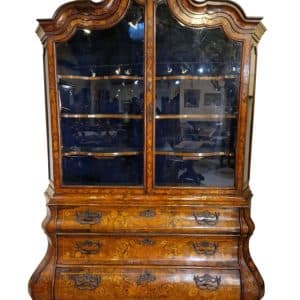Large Dutch Marquetry Vitrine Antique Cabinets