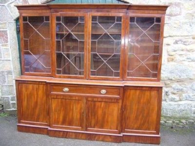 SOLD Victorian mahogany 4 door secretaire breakfront bookcase 19th century Antique Bookcases 3
