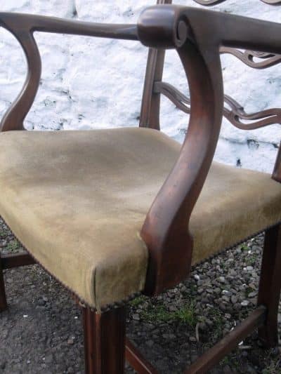 Set 6 Victorian Mahogany ladder back chairs - Image 4