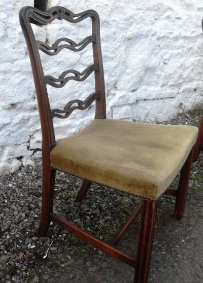 Set 6 Victorian Mahogany ladder back chairs - Image 5