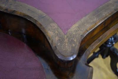 A Victorian Burr Walnut Kidney top Writing table - Image 6