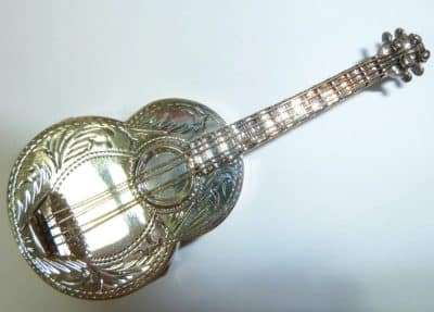 SOLD Silver acoustic guitar pill box Antiques Scotland Antique Art 7