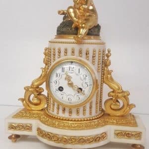 French marble ormolu mantel clock, Antiques Scotland Antique Clocks