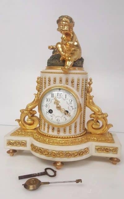 French marble ormolu mantel clock, Antiques Scotland Antique Clocks 3