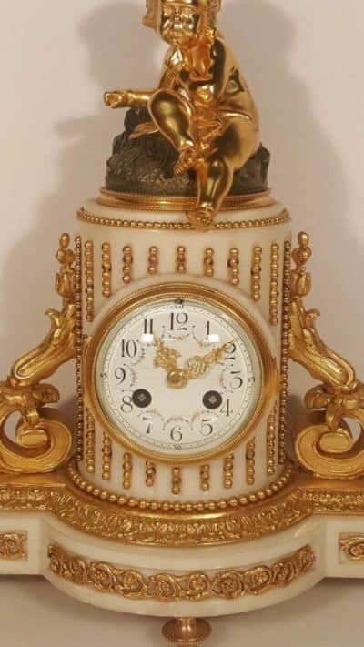 French marble ormolu mantel clock, - Image 2