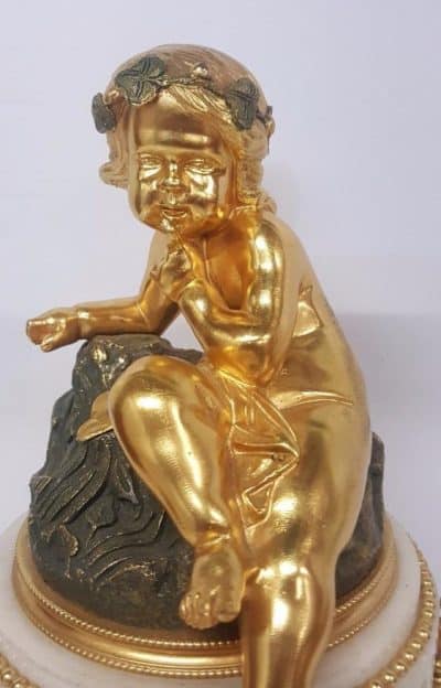 French marble ormolu mantel clock, - Image 3