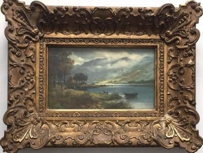 C.B.MITCHELL, Scottish Oil on Canvas LOCH LUBNAIG 19th century Antique Art 3