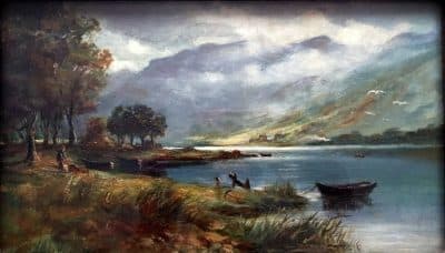 C.B.MITCHELL, Scottish Oil on Canvas LOCH LUBNAIG 19th century Antique Art 4