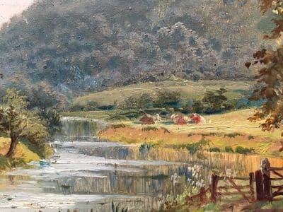 English School Oil’d Board Scottish Landscape Antique Antique Art 5