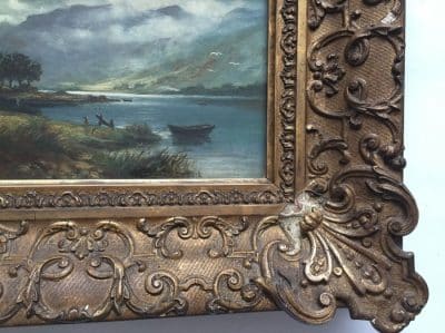 C.B.MITCHELL, Scottish Oil on Canvas LOCH LUBNAIG 19th century Antique Art 6