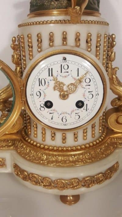 French marble ormolu mantel clock, - Image 8