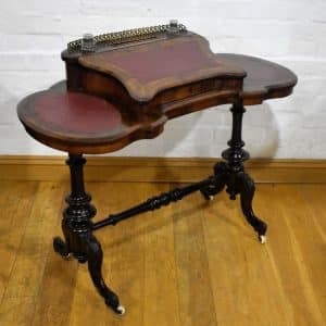 A Victorian Burr Walnut Kidney top Writing table Antiques Scotland Antique Desks