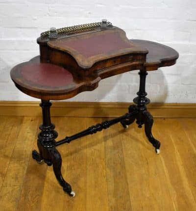 A Victorian Burr Walnut Kidney top Writing table Antiques Scotland Antique Desks 3