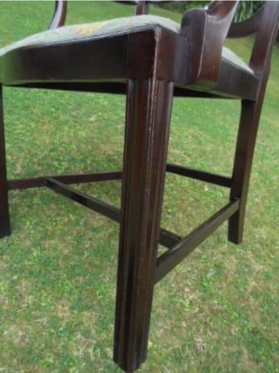 Pair Georgian style mahogany carved ladder back carver chairs - Image 5