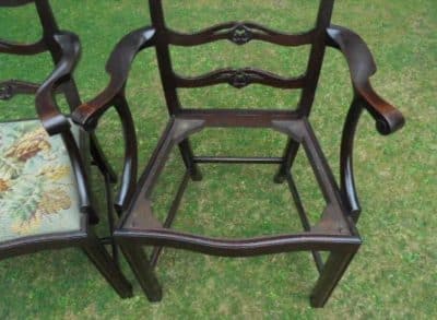 Pair Georgian style mahogany carved ladder back carver chairs - Image 2