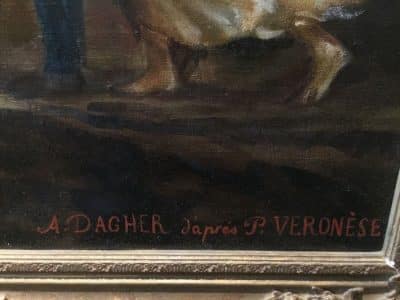 SOLD Atelier Dagher. Huge Oil on Canvas. Louvre old master copyist. - Image 8