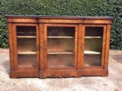 SOLD Victorian marquetry burr walnut three door credenza