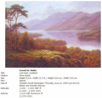 Everett Watson Mellor. (Oil on canvas) Loch Lomond - Image 9