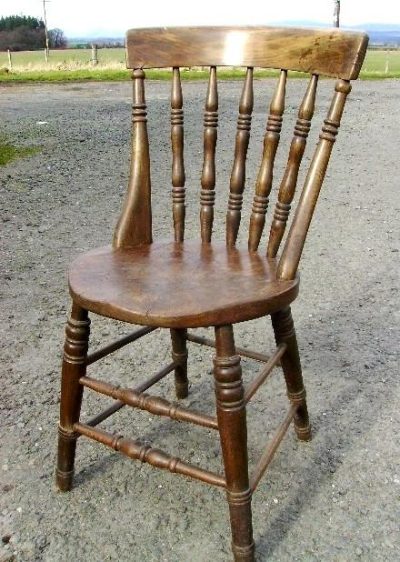 SOLD Set of four rare Scottish Victorian burr elm kitchen chairs 19th century Antique Chairs 4