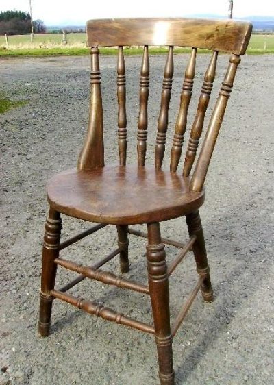 SOLD Set of four rare Scottish Victorian burr elm kitchen chairs - Image 2