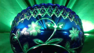 Victorian Bristol Blue cut glass Fruit Bowl - Image 3