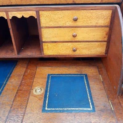 SOLD Victorian Oak Pedestal Cylinder Desk antique desks Antique Desks 5
