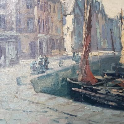 Sold Impressionist. Oil on Canvas Leith Docks Edinburgh Scotland - Image 4