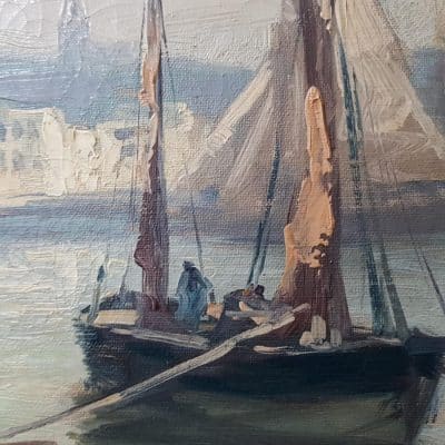 Sold Impressionist. Oil on Canvas Leith Docks Edinburgh Scotland - Image 6