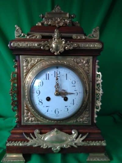 19th cent French walnut and ormolu bracket clock