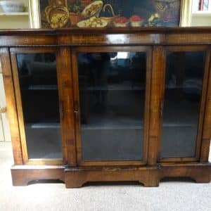 Victorian burr walnut and marquetry cabinet bookcase Antique Bookcases
