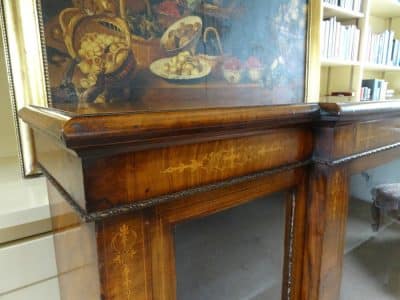 Victorian burr walnut and marquetry cabinet bookcase Antique Bookcases 7