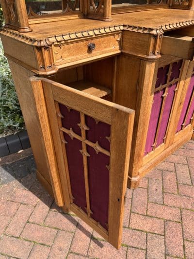 Gothic Revival Oak Sideboard Credenza - Image 12