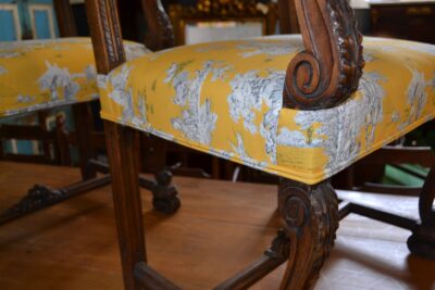 Pair of French Armchairs in Gold Toile de Jouy fabric - Image 11