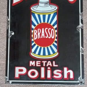 AN ENAMELLED ADVERTISING SIGN. BRASSO–GOOD OLD BRASSO! Antique Collectibles