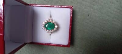 BEAUTIFUL COLOMBIAN/DIAMOND RING & EARRINGS. BOUGHT 2007.
