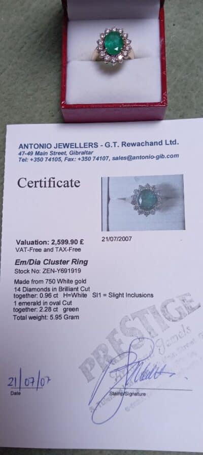 BEAUTIFUL COLOMBIAN/DIAMOND RING & EARRINGS. BOUGHT 2007. - Image 4