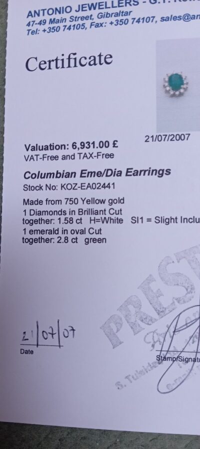 BEAUTIFUL COLOMBIAN/DIAMOND RING & EARRINGS. BOUGHT 2007. - Image 6