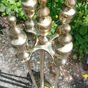 AN VICTORIAN BRASS (solid) FIRESIDE COMPANION SET ( late 1880’s) Antique Metals