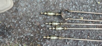 AN VICTORIAN BRASS (solid) FIRESIDE COMPANION SET ( late 1880's) - Image 6