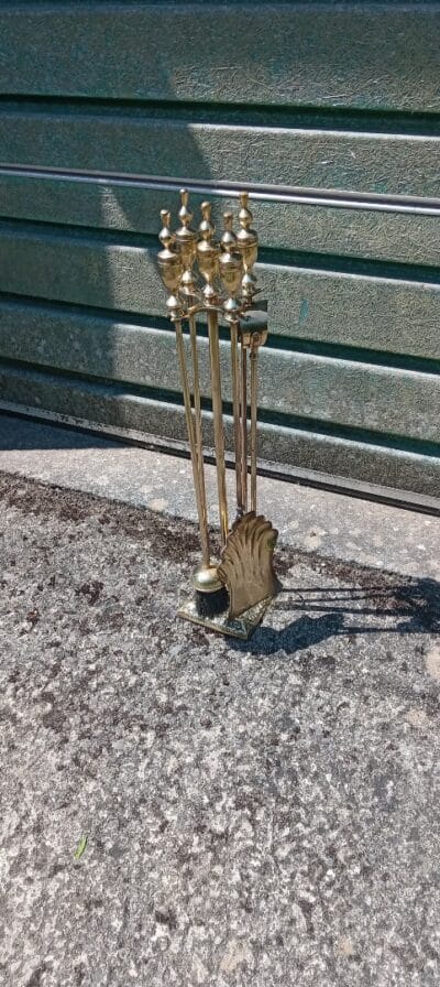 AN VICTORIAN BRASS (solid) FIRESIDE COMPANION SET ( late 1880's) - Image 8
