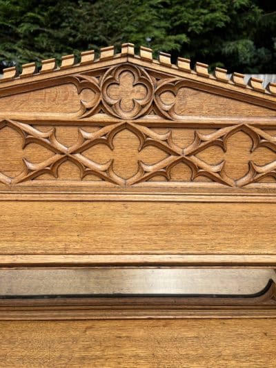 Gothic Revival Oak Sideboard Credenza - Image 4