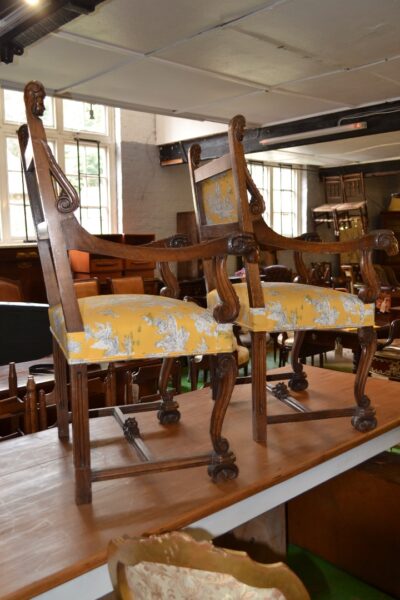 Pair of French Armchairs in Gold Toile de Jouy fabric - Image 10