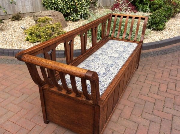 Arts and Crafts Oak Settle c1900's - Image 4