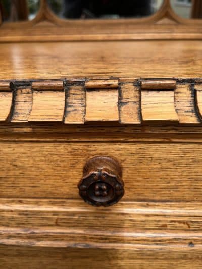 Gothic Revival Oak Sideboard Credenza - Image 16