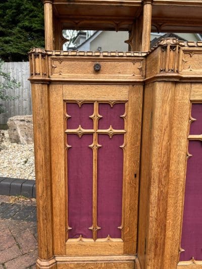 Gothic Revival Oak Sideboard Credenza - Image 2