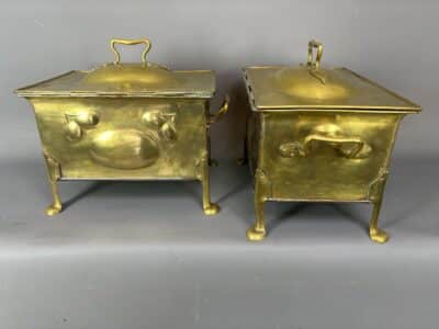 Pair of Arts & Crafts Brass Coal Boxes - Image 10
