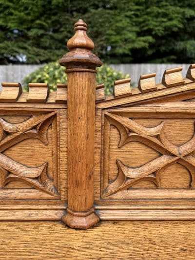 Gothic Revival Oak Sideboard Credenza - Image 6