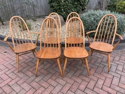 Mid Century Set of Six Ercol Windsor Dining Chairs - Image 8